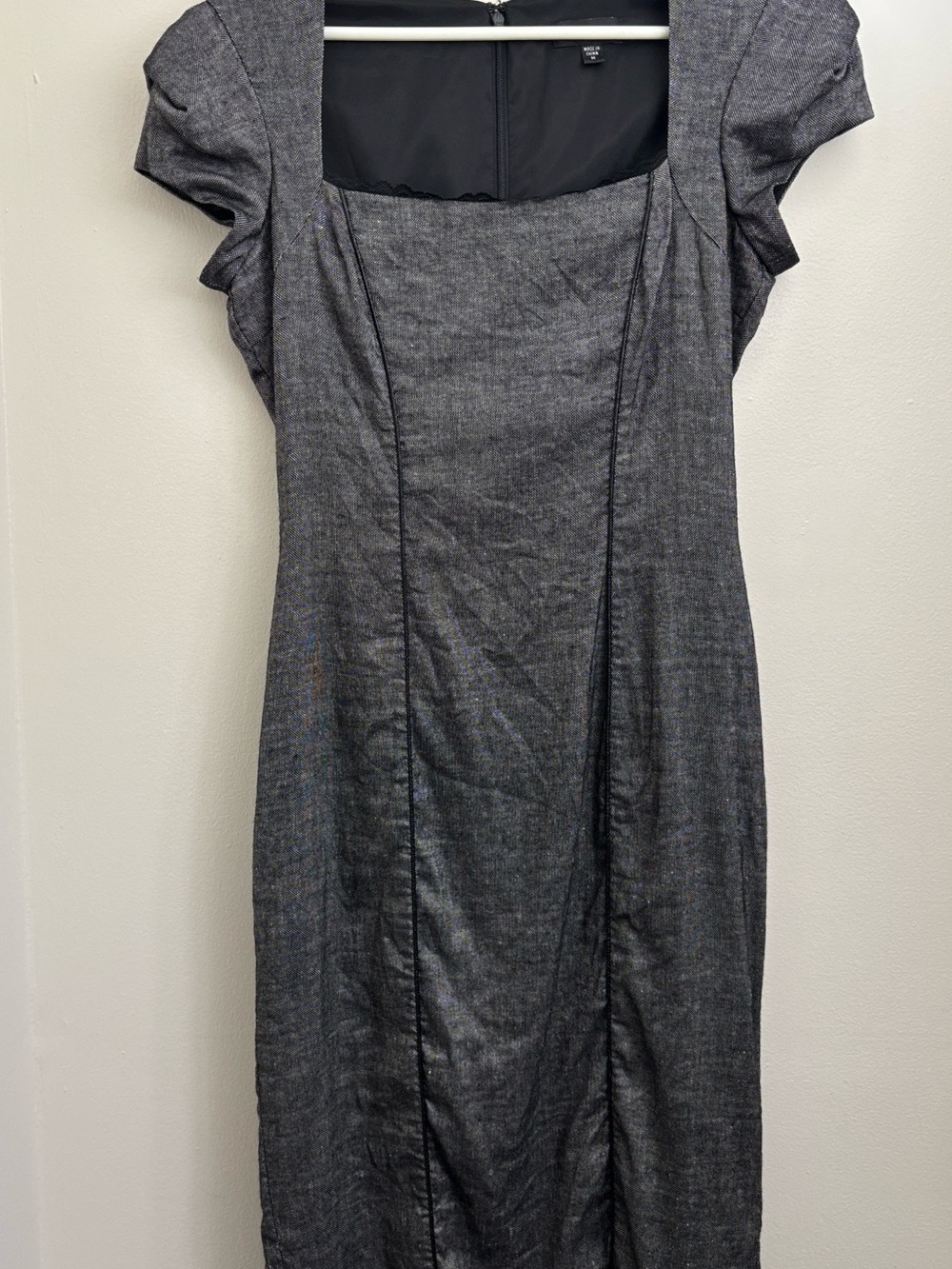 Bebe Size Medium Charcoal Gray Square-Neck Dress